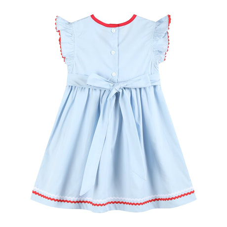 Light Blue USA Flag Smocked Dress