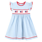 Light Blue USA Flag Smocked Dress