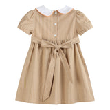 Light Brown Pumpkin Smocked Collared Dress