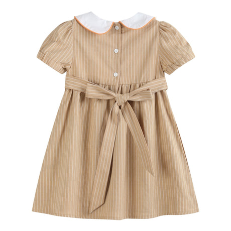 Light Brown Pumpkin Smocked Collared Dress
