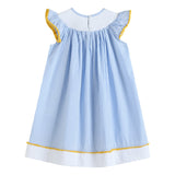 Light Blue Striped Lemons Smocked Bishop Dress