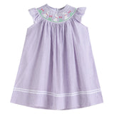 Light Purple Seersucker Easter Bunny Smocked Bishop Dress