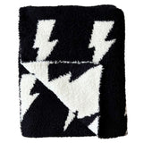 Lightning Bolt Fuzzy Blanket | Black - HoneyBug 