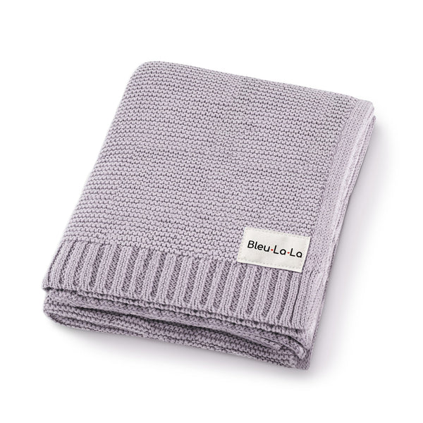 Knit Swaddle Baby Blanket- Lilac - HoneyBug 