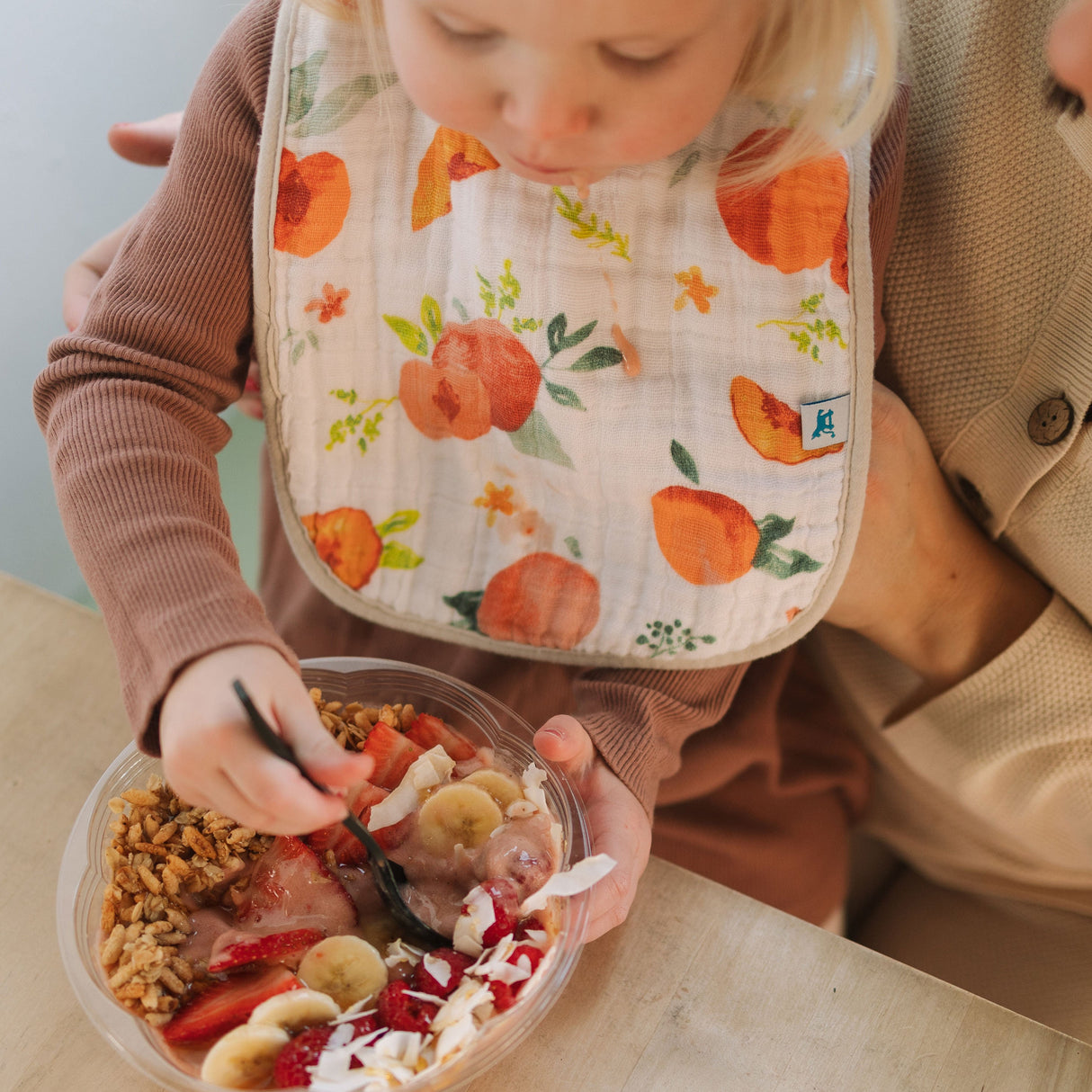 Cotton Muslin Classic Bib 3 Pack - Georgia Peach - HoneyBug 