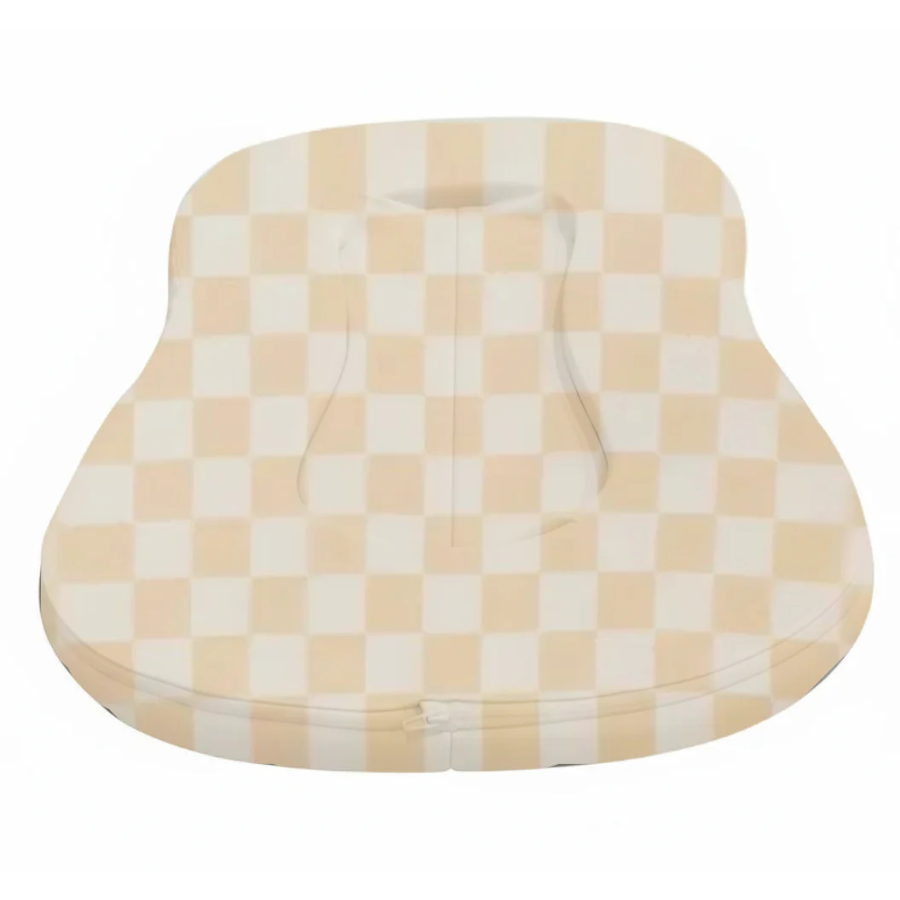 Beige White Checkered New Lounger Curve Cover