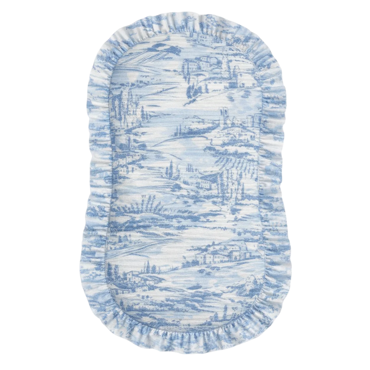 Blue Toile Ruffle Baby Lounger Cover