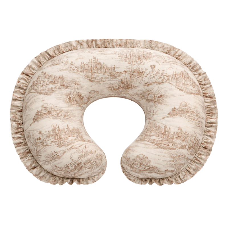Brown Toile Ruffle Nursing Pillow Cover
