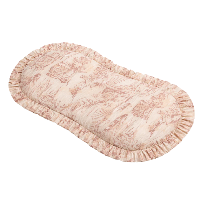 Brown Toile Ruffle Baby Lounger Cover