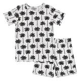 Bamboo Shorts Set | Palm Style White