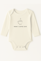 Mama's Coffee Date Organic Cotton Baby Bodysuit Long Sleeve - HoneyBug 