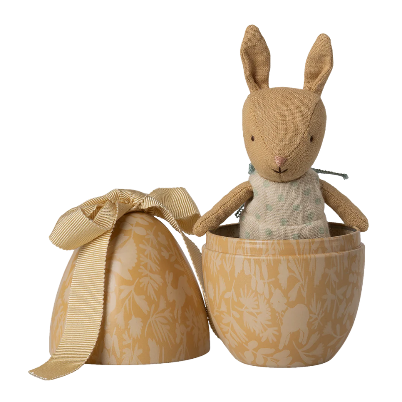 Easter egg with micro rabbit, Small - Cream yellow