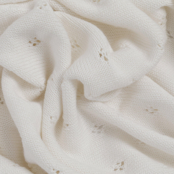 Organic Cotton Pointelle Baby Blanket - Ella Ivory - HoneyBug 