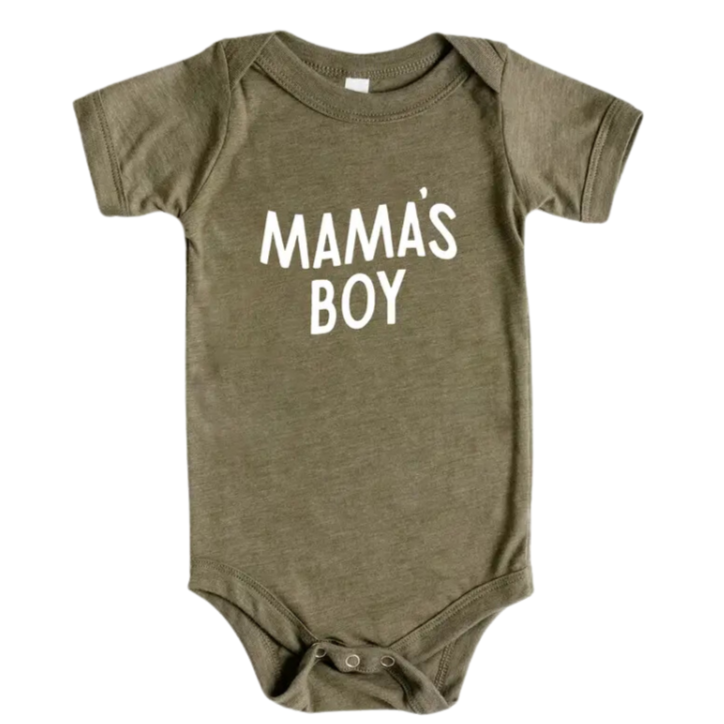 Mama's Boy Baby Bodysuit - Olive Green - HoneyBug 