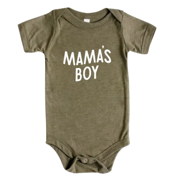 Mama's Boy Baby Bodysuit - Olive Green - HoneyBug 