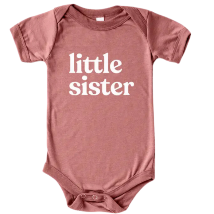 Little Sister Organic Baby Bodysuit - Mauve Pink - HoneyBug 