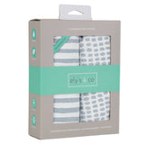 Waterproof Changing Pad Cover | Cradle Sheet Set - Misty Blue Stripes & Splash - HoneyBug 