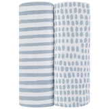 Waterproof Changing Pad Cover | Cradle Sheet Set - Misty Blue Stripes & Splash - HoneyBug 
