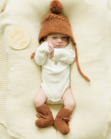 Merino Wool Bonnet & Bootie Set | Cinnamon - HoneyBug 