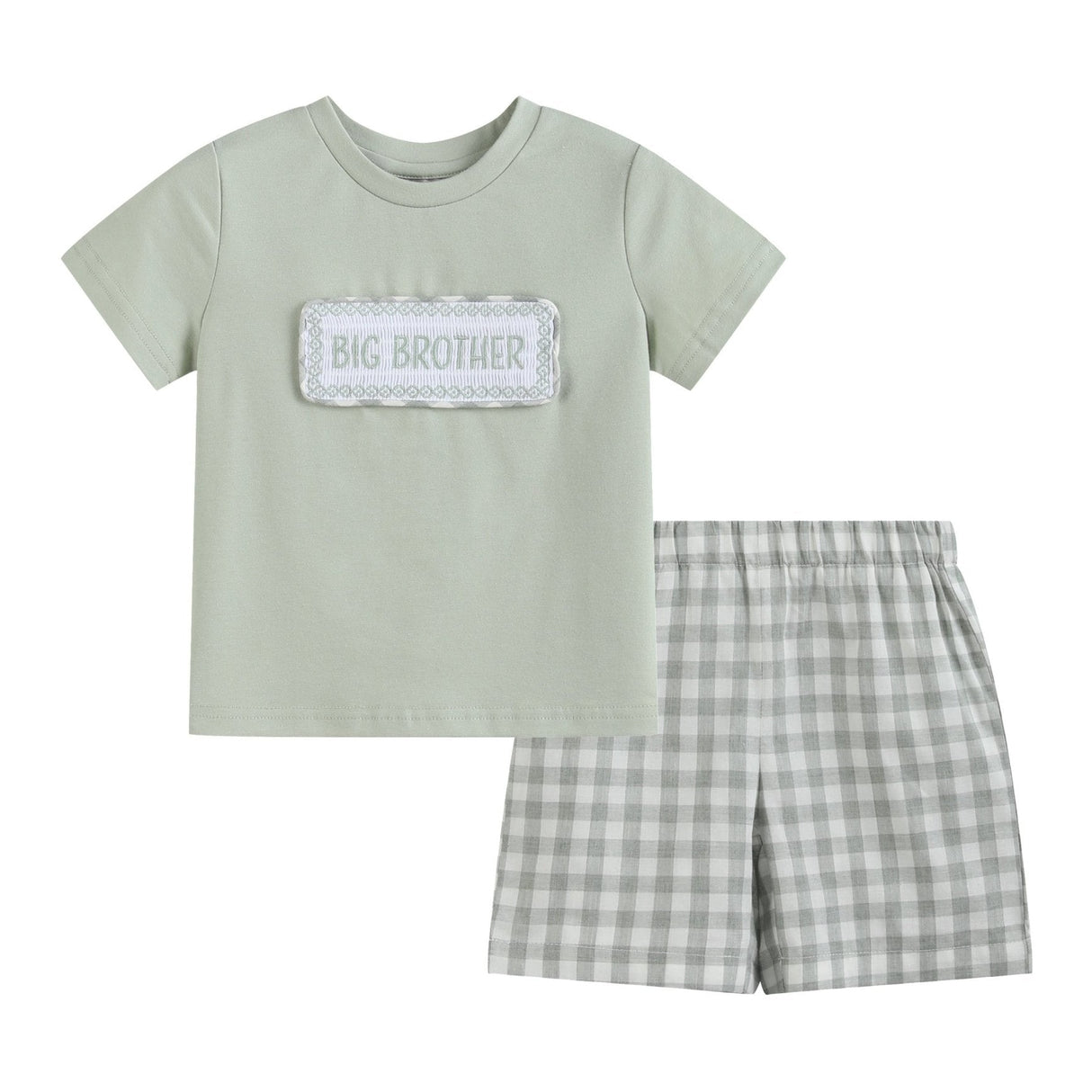 Misty Blue Big Brother Smocked Shirt and Shorts Set