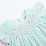 Misty Blue Easter Bunny Smocked Bishop Dress