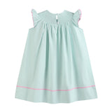 Misty Blue Easter Bunny Smocked Bishop Dress
