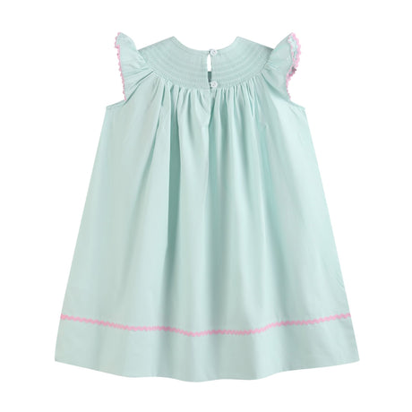 Misty Blue Easter Bunny Smocked Bishop Dress