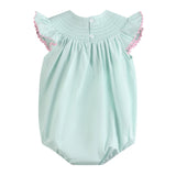 Misty Blue Easter Bunny Smocked Bubble Romper