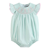 Misty Blue Easter Bunny Smocked Bubble Romper