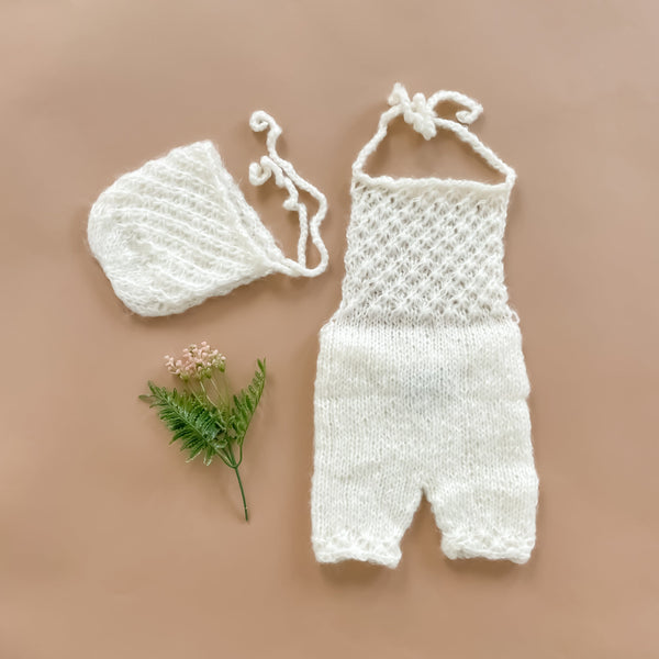 Mohair Bonnet and Pant Newborn Knit Set - HoneyBug 