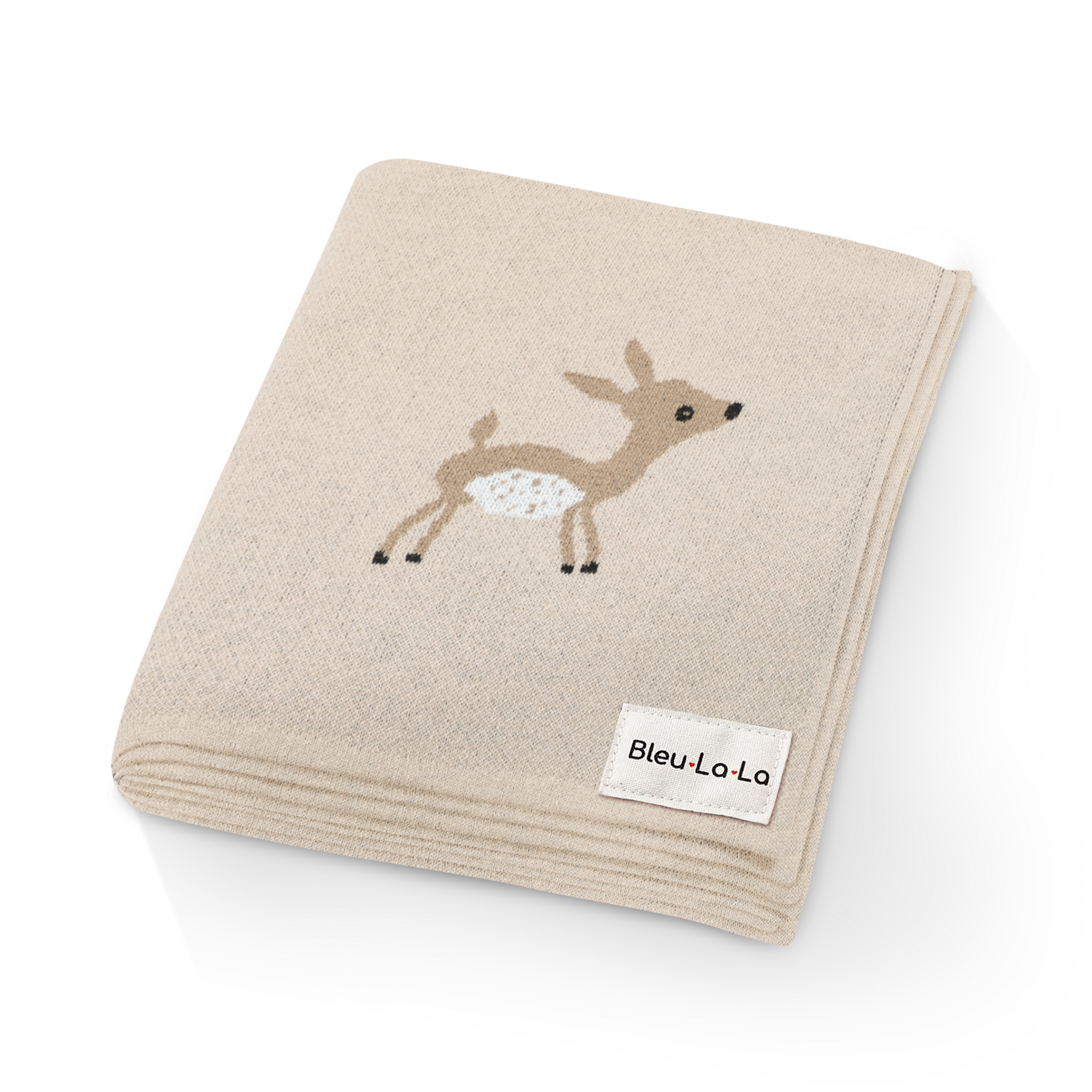 Deer Knit Blanket- Taupe - HoneyBug 