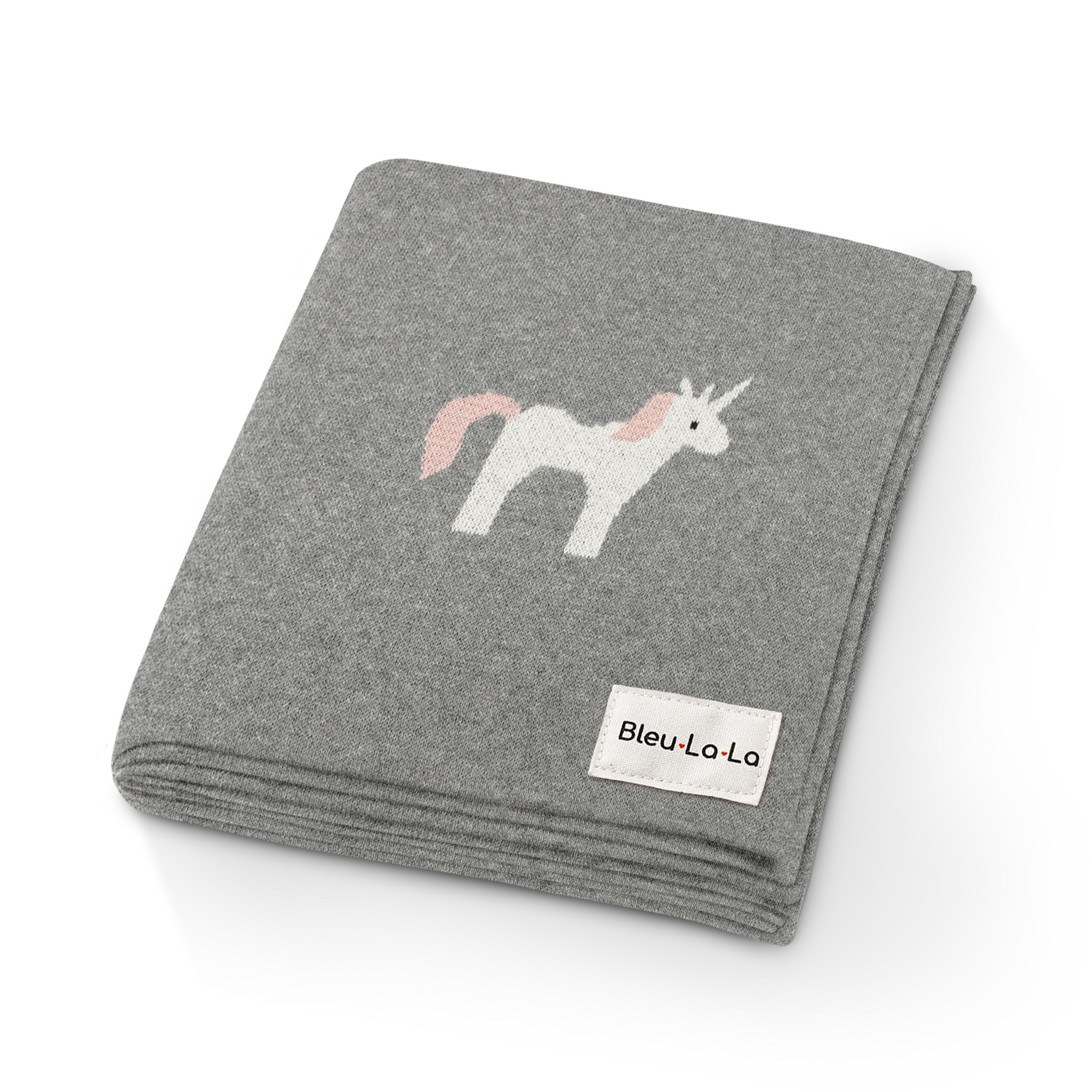 Knit Unicorn Swaddle Blanket - Grey - HoneyBug 