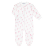 Pink Puppy Love Print Zipper Footie