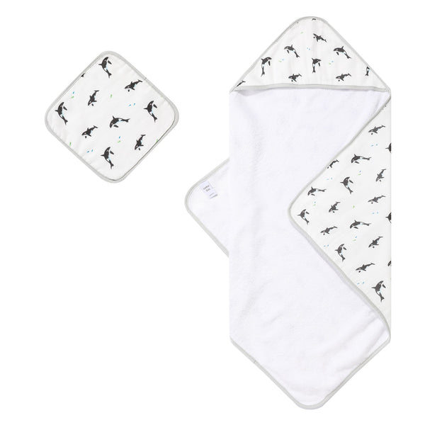 Orca Hooded Towel Set - HoneyBug 