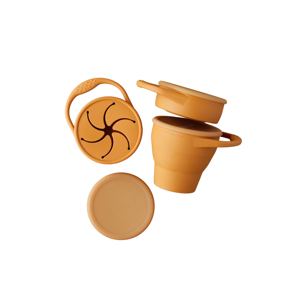 Foldable Silicone Snack Cup - Golden Ochre - HoneyBug 