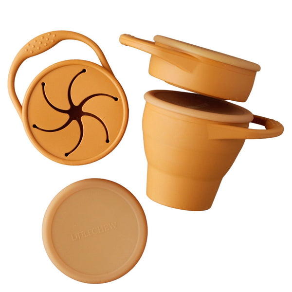 Foldable Silicone Snack Cup - Golden Ochre - HoneyBug 