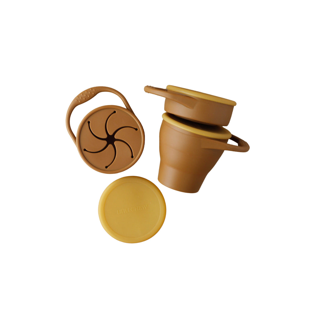 Foldable Silicone Snack Cup - Clay - HoneyBug 