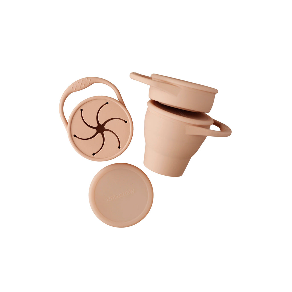 Foldable Silicone Snack Cup - Dusty Coral - HoneyBug 