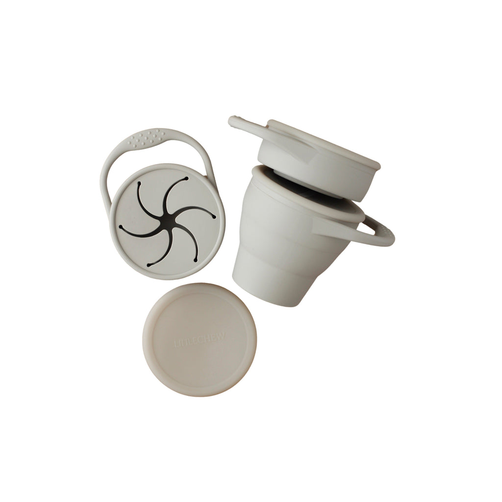 Foldable Silicone Snack Cup - Taupe - HoneyBug 
