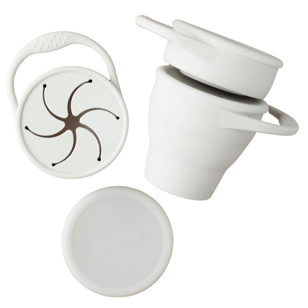 Foldable Silicone Snack Cup - Silver Ivory - HoneyBug 