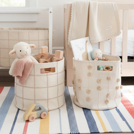 Handmade Canvas Storage Basket Lace - Pecan