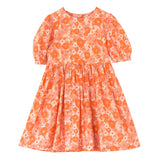 Girls' Short Puff Sleeve Dress | Orange Meadow - HoneyBug 