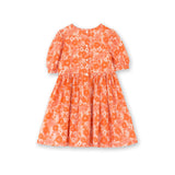 Girls' Short Puff Sleeve Dress | Orange Meadow - HoneyBug 