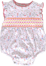 Madison Smocked Floral Bubble - HoneyBug 