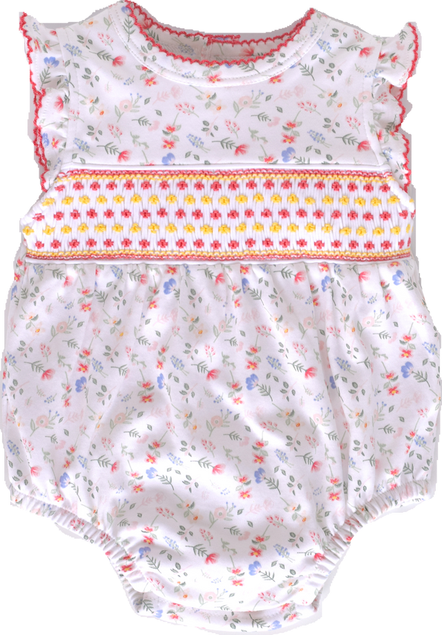Madison Smocked Floral Bubble - HoneyBug 