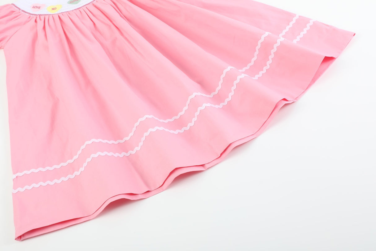 Pink Candy Heart Smocked Bishop Dress