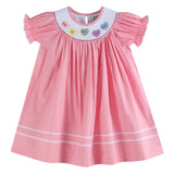 Pink Candy Heart Smocked Bishop Dress