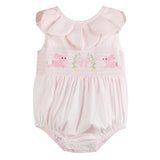 Pink Petal Collared Smocked Bubble Romper