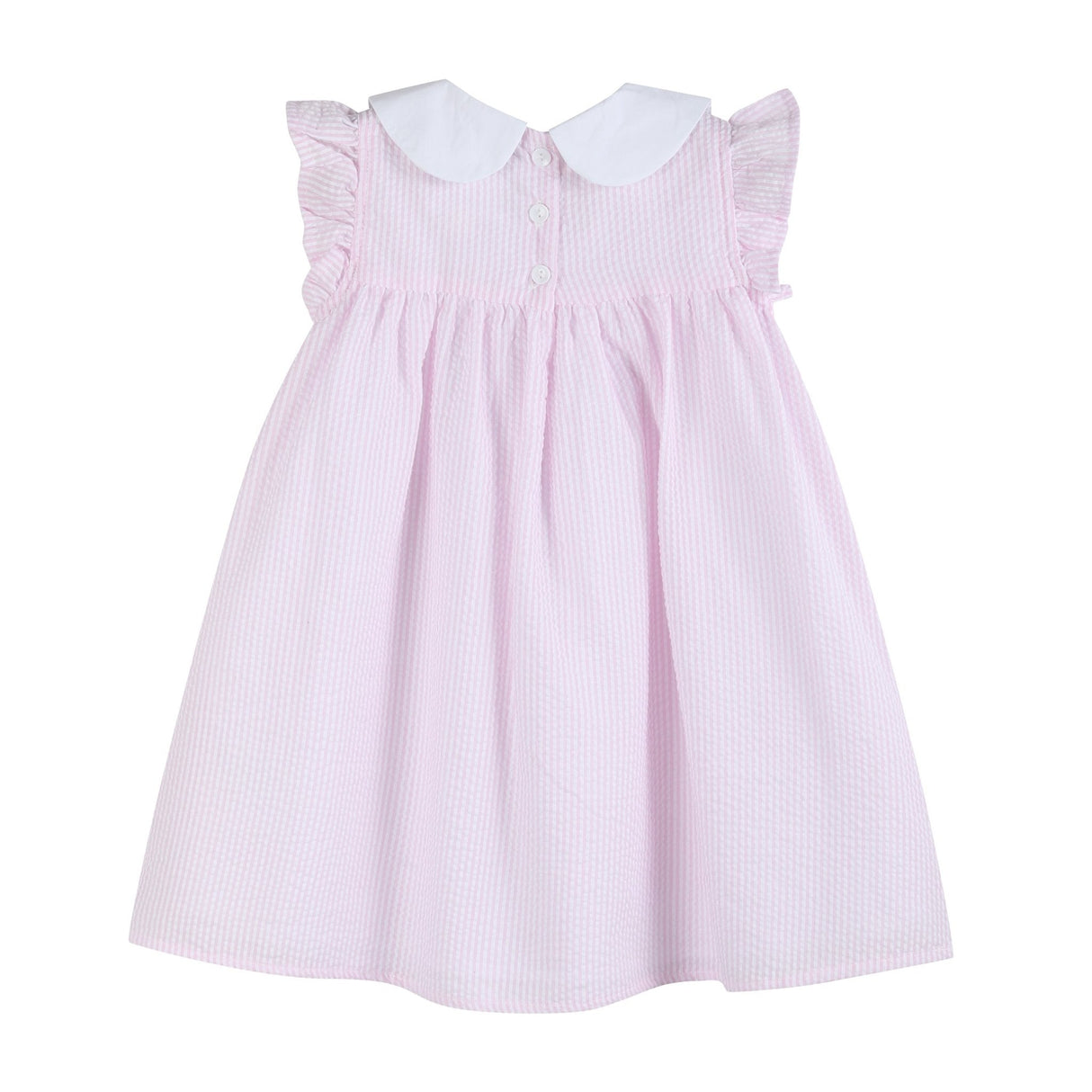 Pink Seersucker Easter Bunny Ruffle Dress