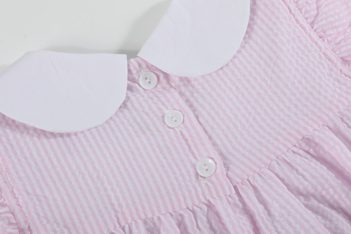 Pink Seersucker Easter Bunny Ruffle Dress